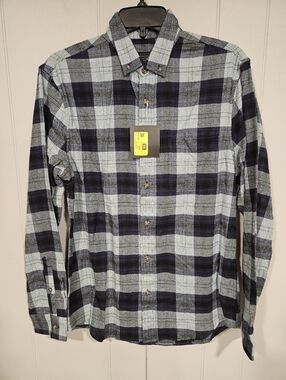 14th & Union Nordstrom Rack Men's Small Blue Plaid Flannel 100% Cotton NWT